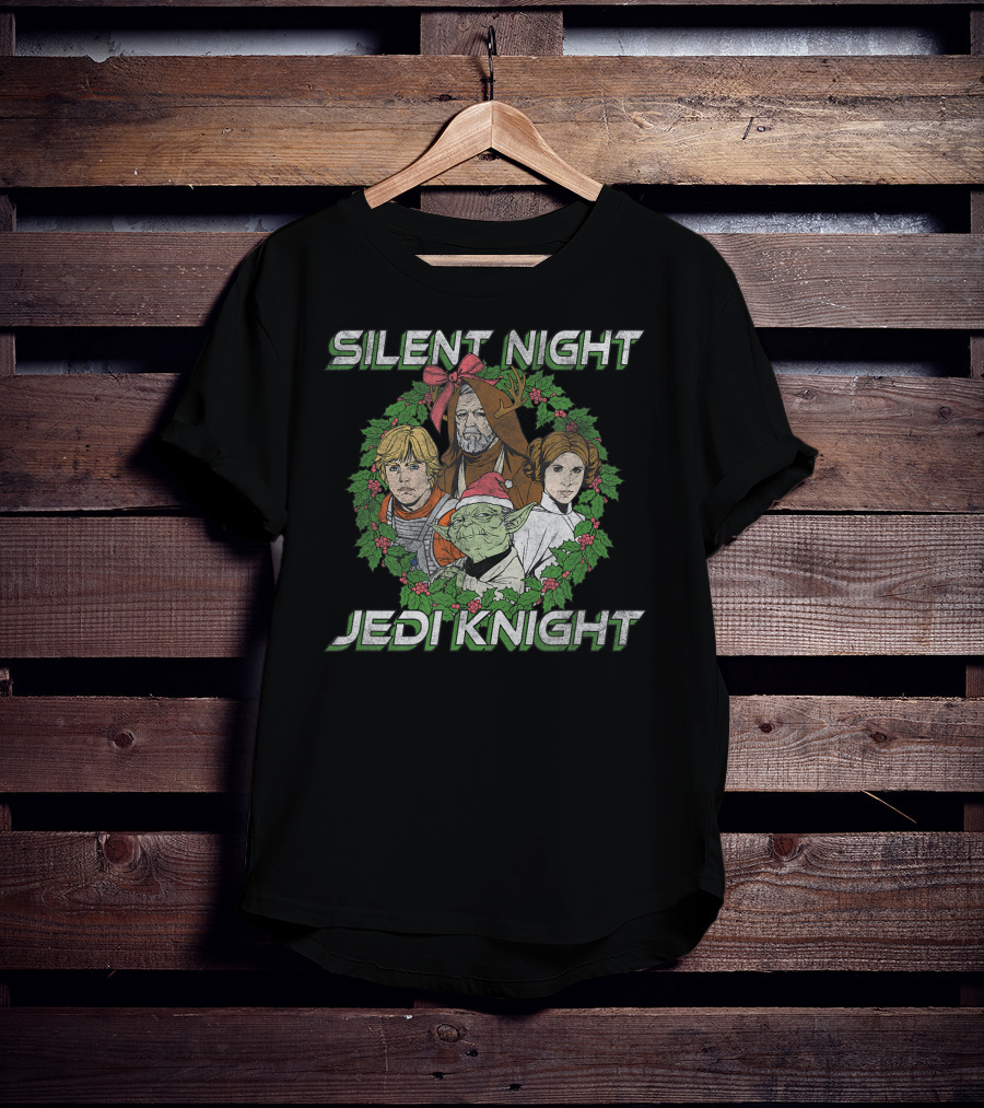 Silent Night Jedi Knight Star Wars Christmas Wreath Group T-Shirt