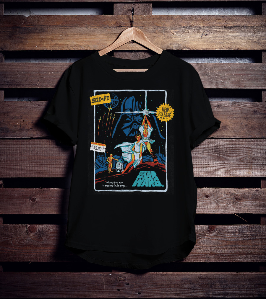 Star Wars Episode Four Luke Skywalker New Release $3.99 Vintage Sci-Fi VHS Cover T-Shirt