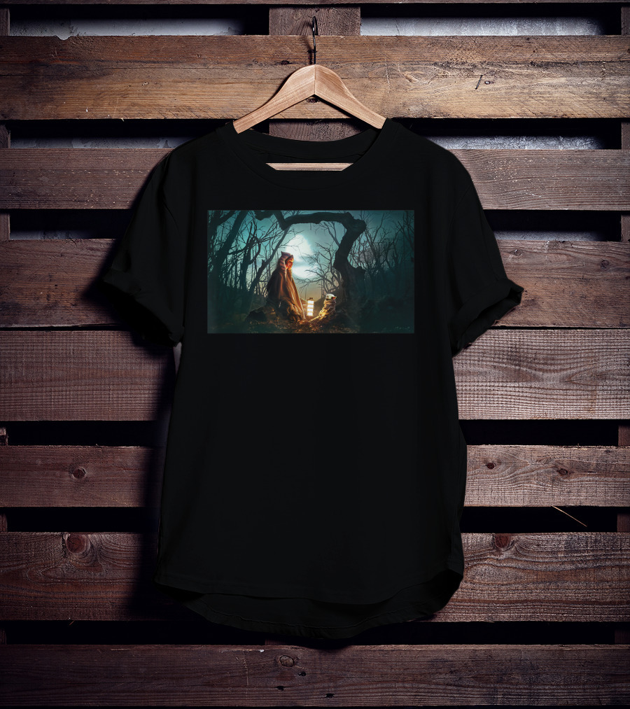Star Wars The Mandalorian Ahsoka Grogu Jedi Ways Mysterious Forest Panel T-Shirt
