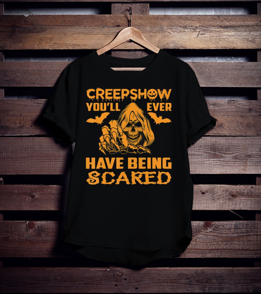 Creepshow You'll Ever Have Being Scared Horror Skeleton Hooded Grim Reaper With Bats T-Shirt