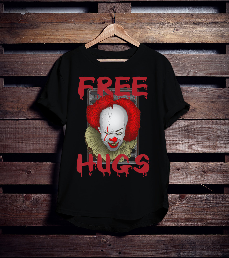 Free Hugs Halloween Evil Killer Scary Clown T-Shirt