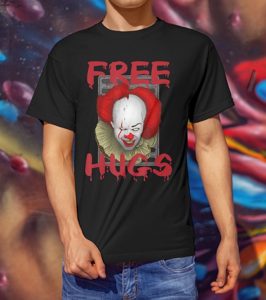 Free Hugs Halloween Evil Killer Scary Clown T-Shirt