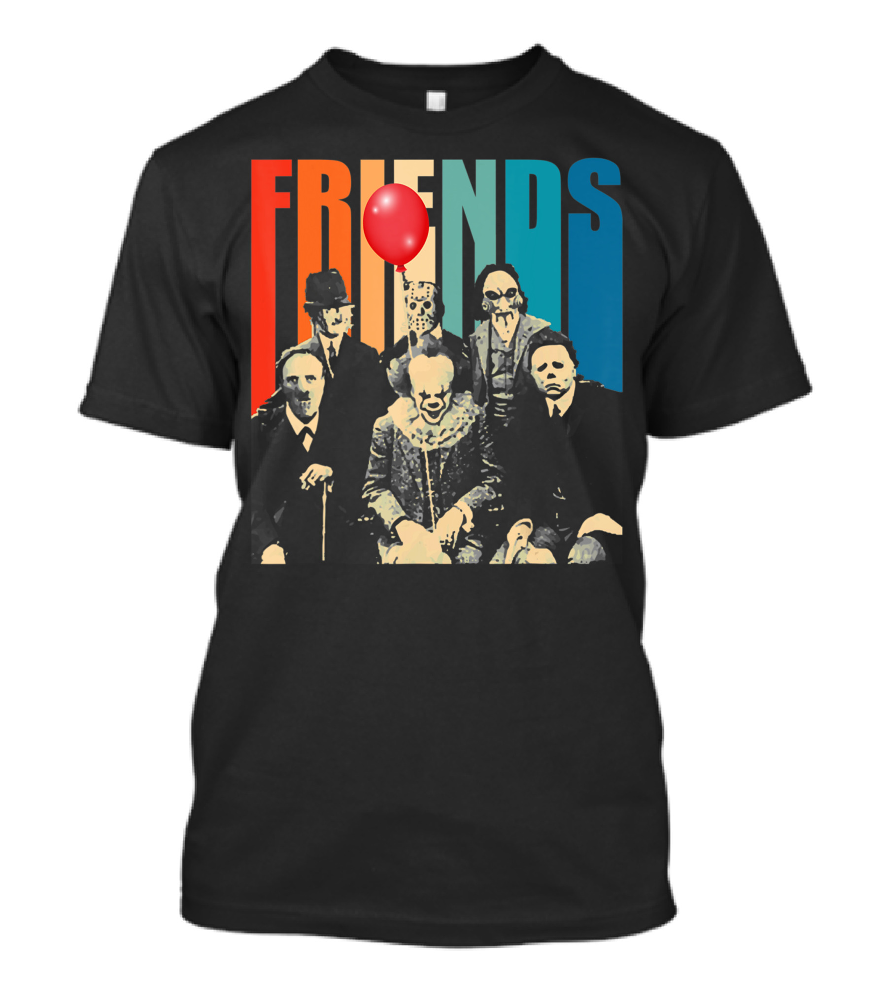Friends Evil Scary Haunted Halloween Mask Horror Characters Balloon T-Shirt