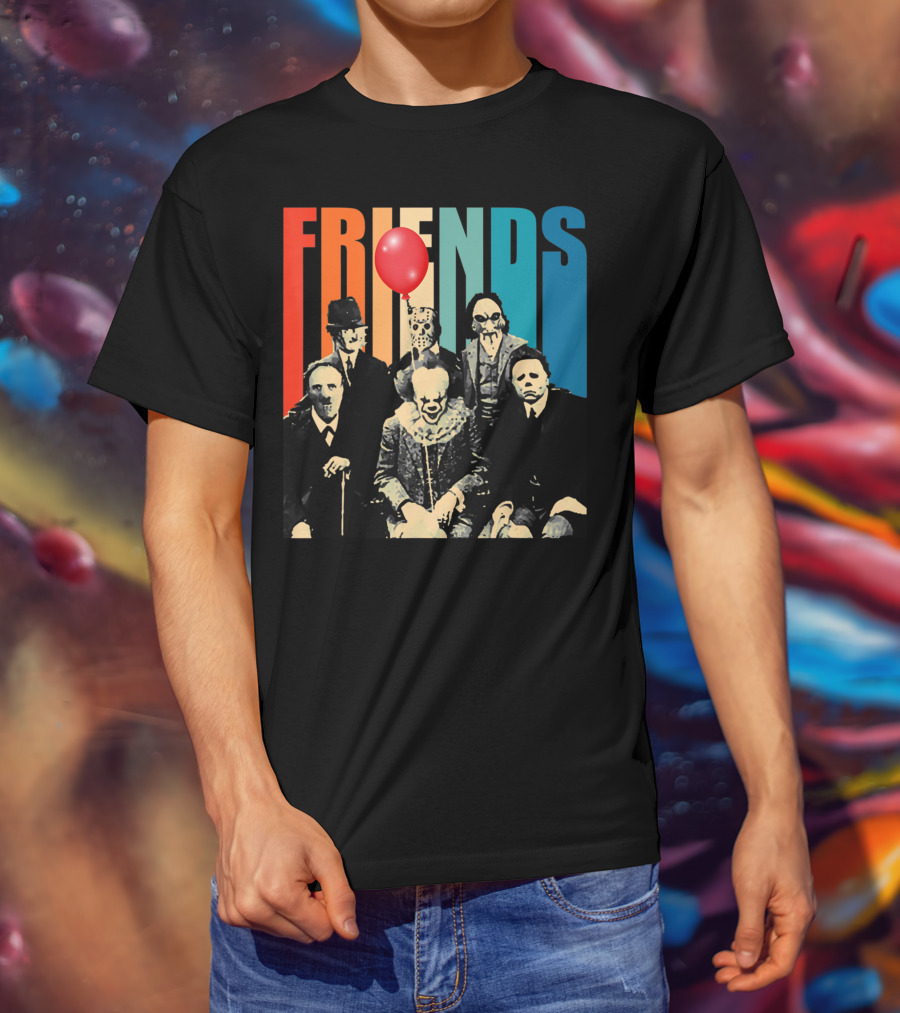 Friends Evil Scary Haunted Halloween Mask Horror Characters Balloon T-Shirt