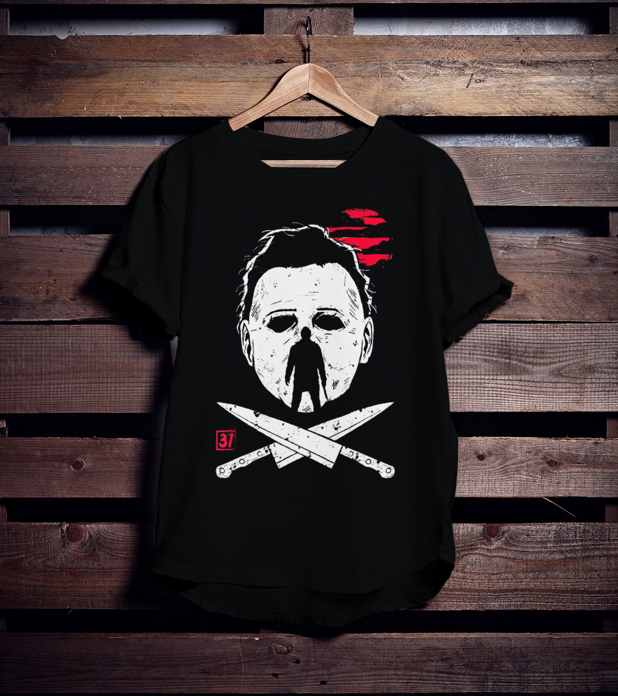 Horror Friday Halloween 37 Michael Myers Mask Knives T-Shirt