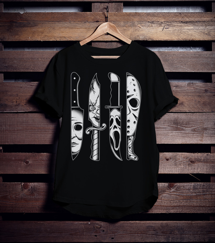 Horror Movie Knives Machete Friday Scary Icons T-Shirt