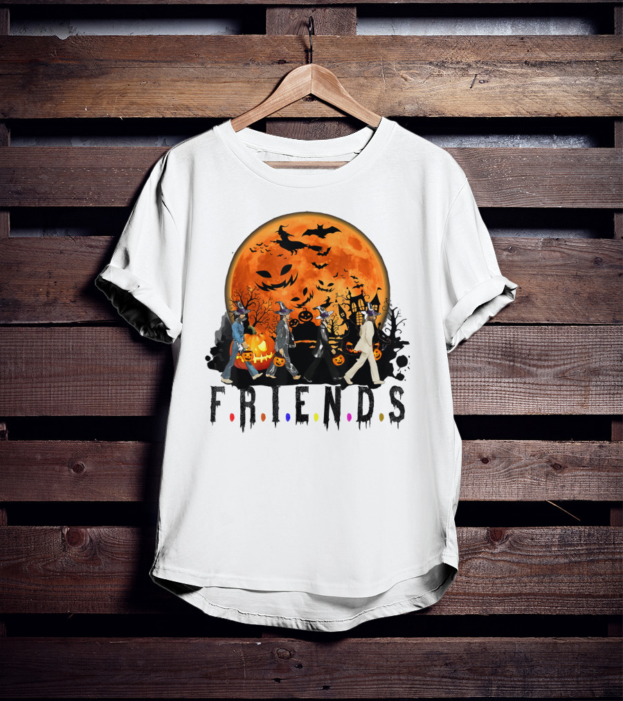 Halloween Friends Full Moon Walk With Characters Trick Or Treat T-Shirt