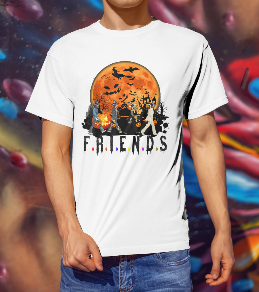 Halloween Friends Full Moon Walk With Characters Trick Or Treat T-Shirt