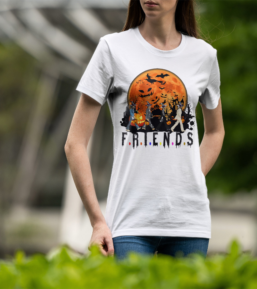 Halloween Friends Full Moon Walk With Characters Trick Or Treat T-Shirt