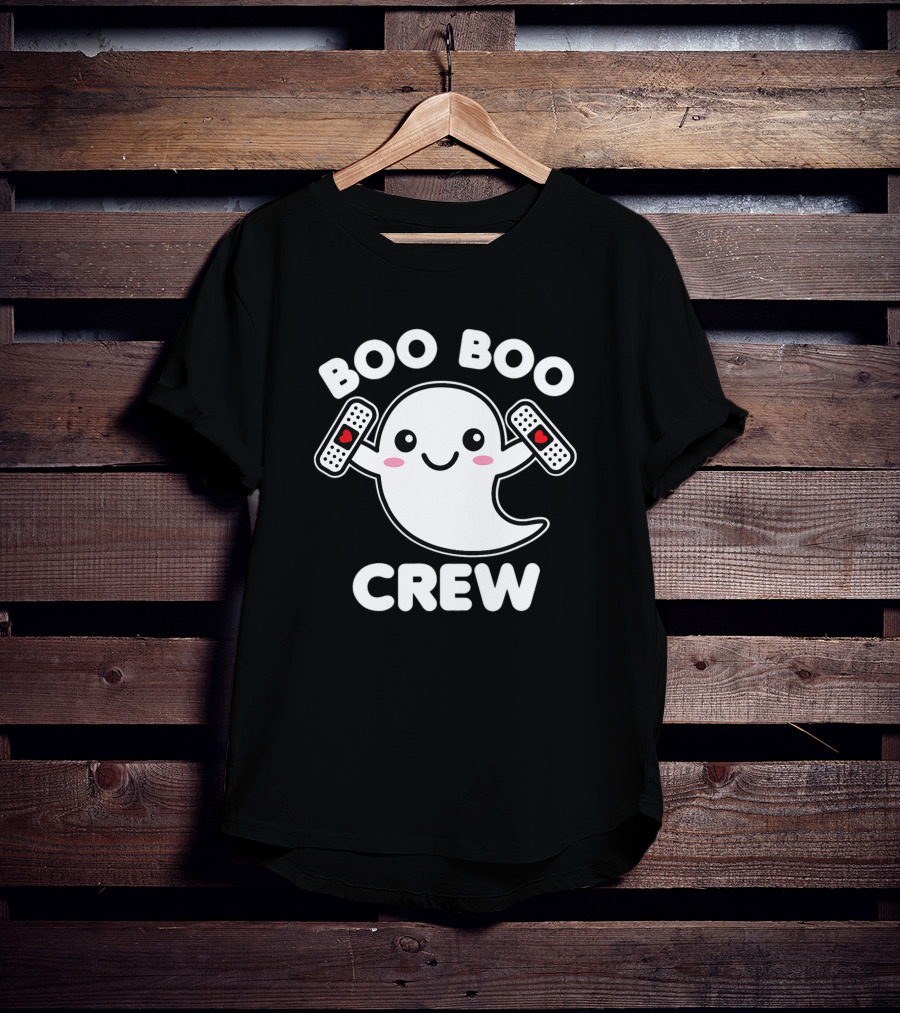 Boo Boo Crew Nurse Ghost Funny Kawaii Bandage Heart T-Shirt