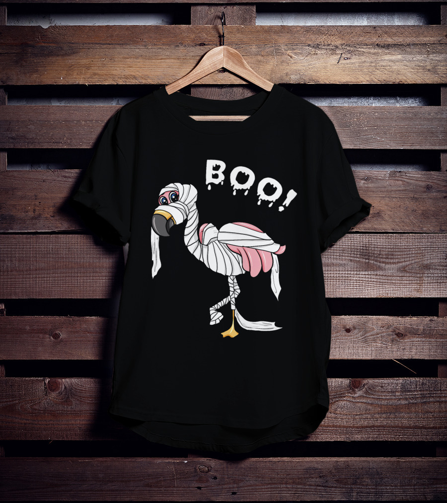 Boo Flamingo Mummy Halloween Wrap T-Shirt