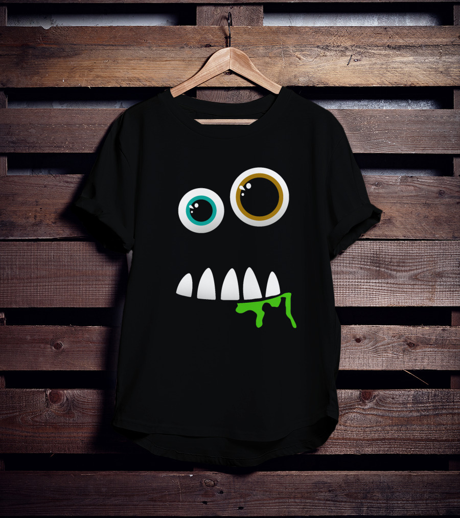 Funny Monster Face With Goofy Eyes And Drooling Green Slime T-Shirt