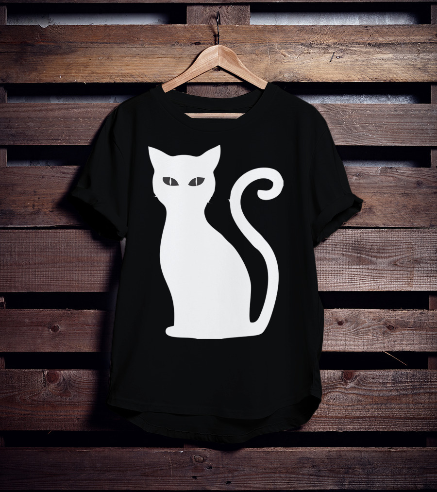 Halloween Cat Cute Cat Silhouette White T-Shirt