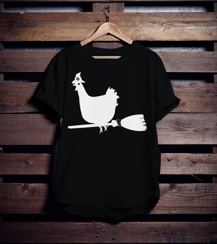 Halloween Chicken On Witch Broom T-Shirt