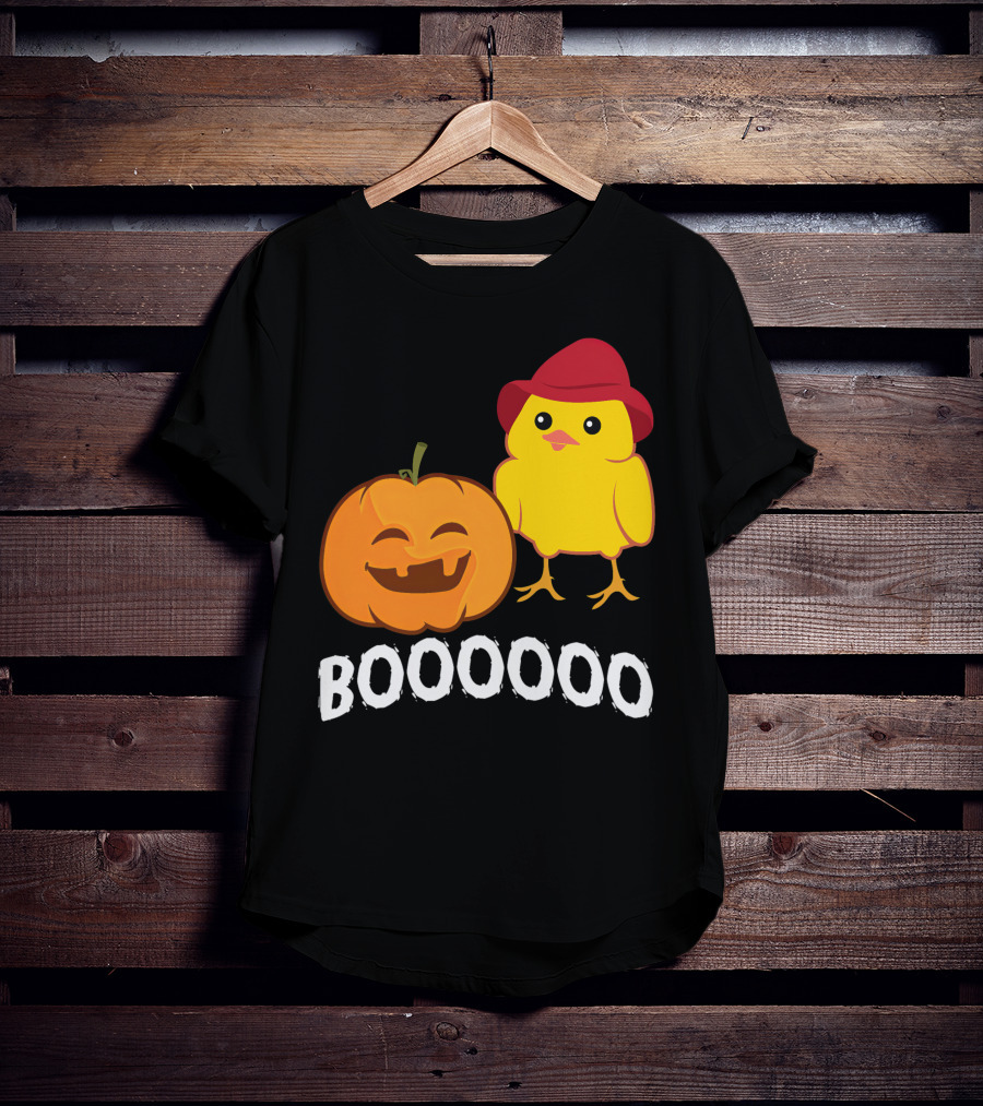 BOOOOO Halloween Funny Pumpkin And Chicken T-Shirt