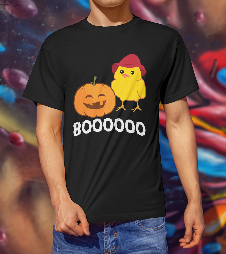 BOOOOO Halloween Funny Pumpkin And Chicken T-Shirt