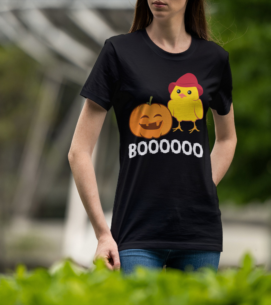 BOOOOO Halloween Funny Pumpkin And Chicken T-Shirt