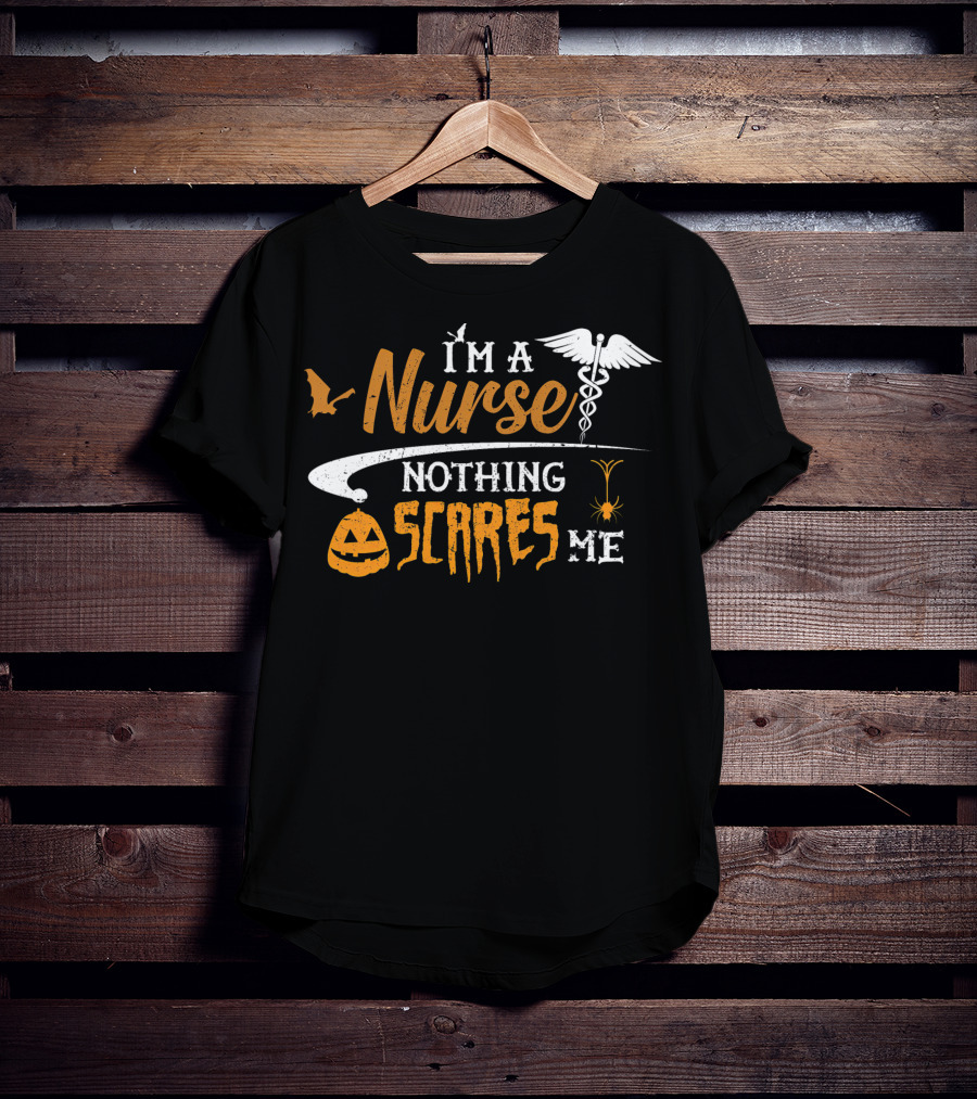 Halloween Nurse I'm A Nurse Nothing Scares Me Pumpkin Spider Caduceus T-Shirt