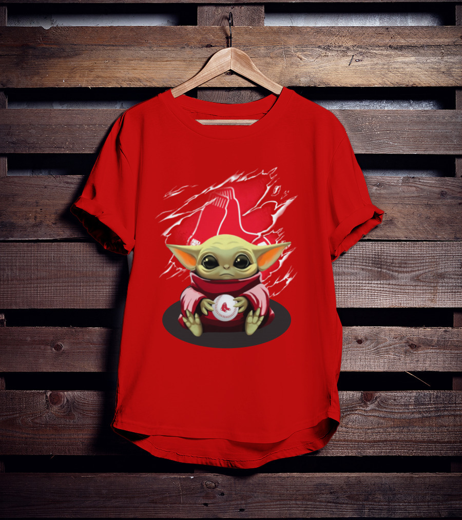 Yoda Holding Baseball In Front Of Boston Red Sox Socks T-Shirt