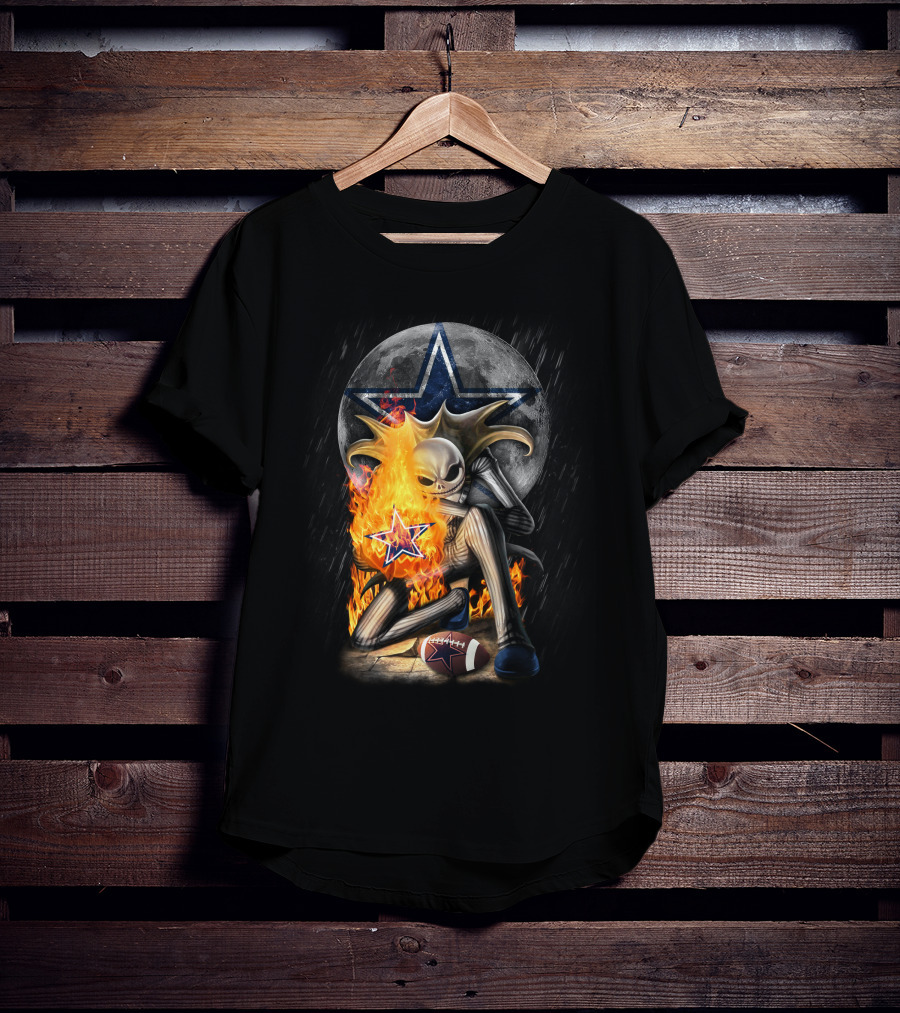 Jack Skellington Fire Football Moon Cowboys Star T-Shirt