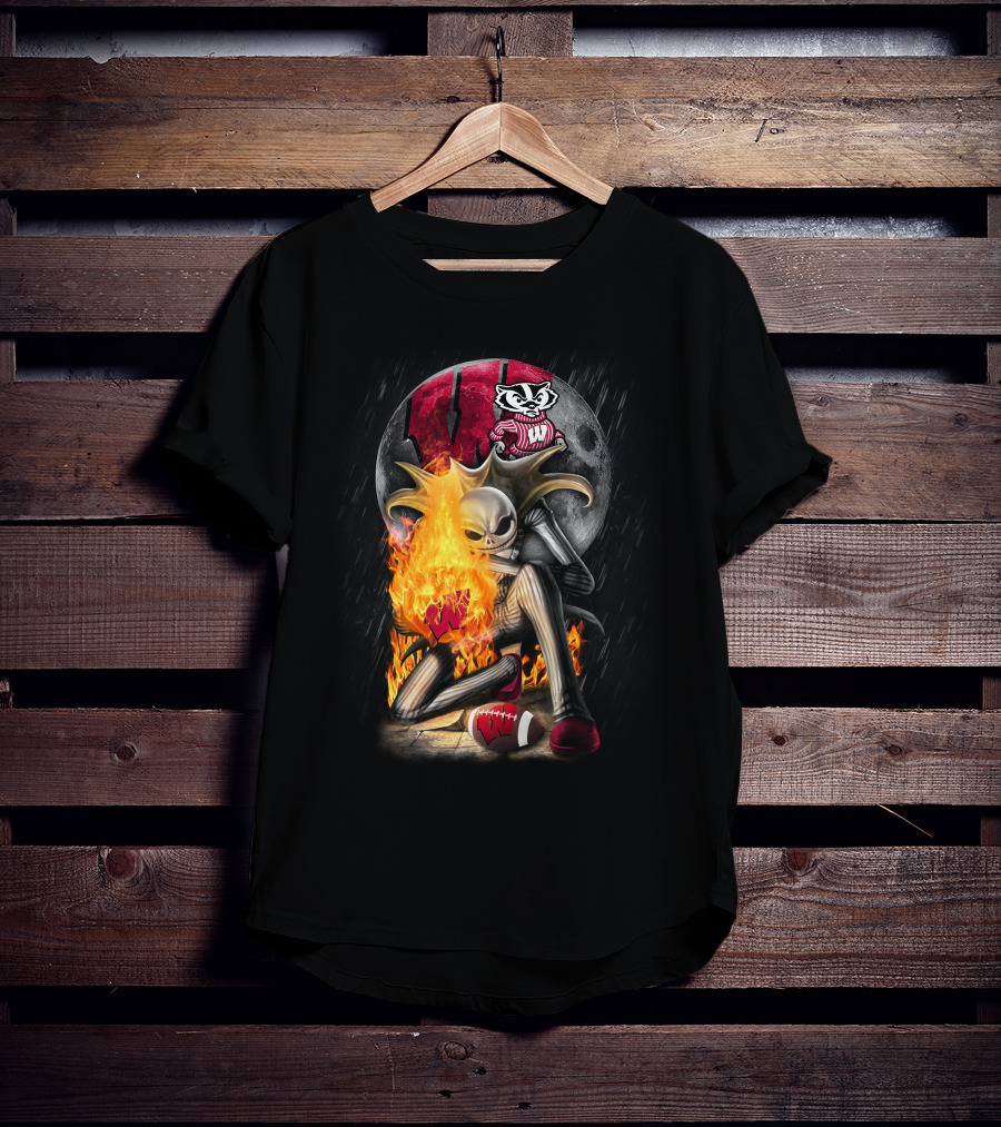Jack WB Wisconsin Badgers Nightmare Crossover Football T-Shirt