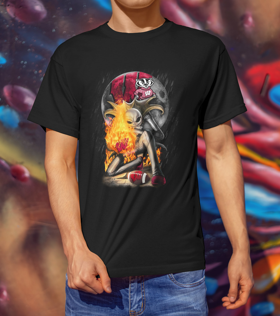 Jack WB Wisconsin Badgers Nightmare Crossover Football T-Shirt