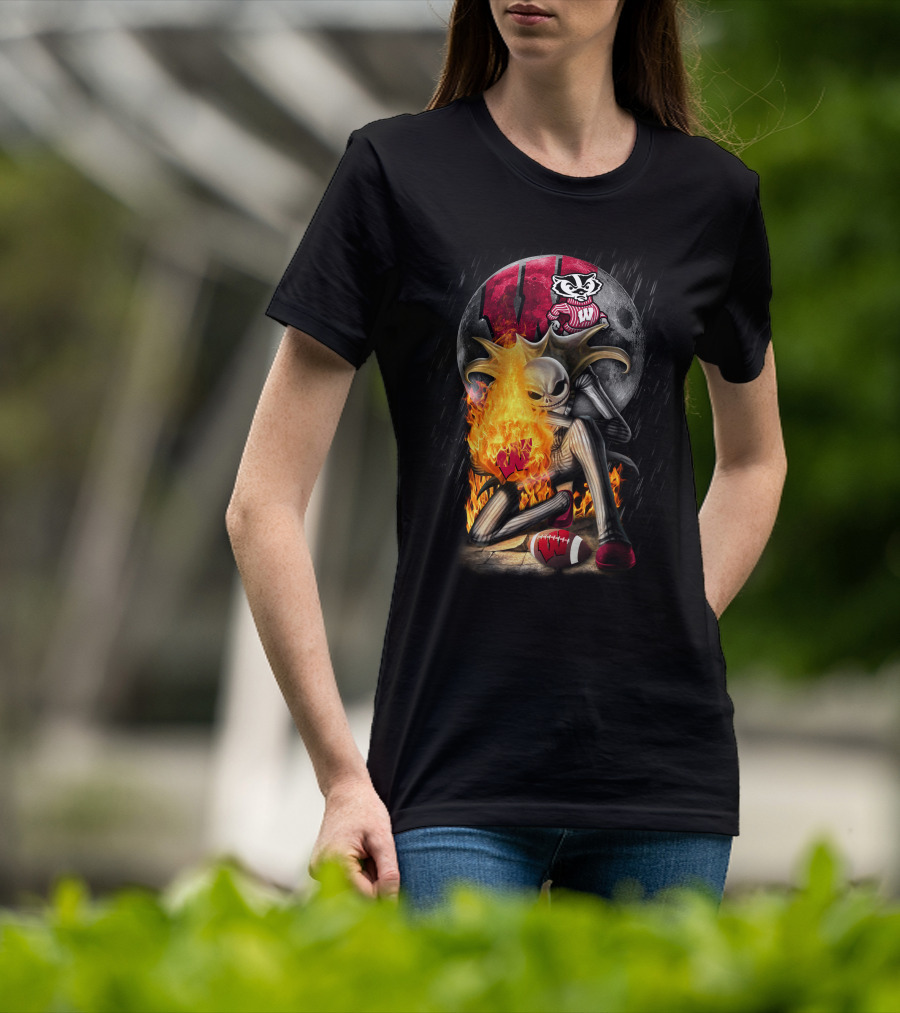 Jack WB Wisconsin Badgers Nightmare Crossover Football T-Shirt