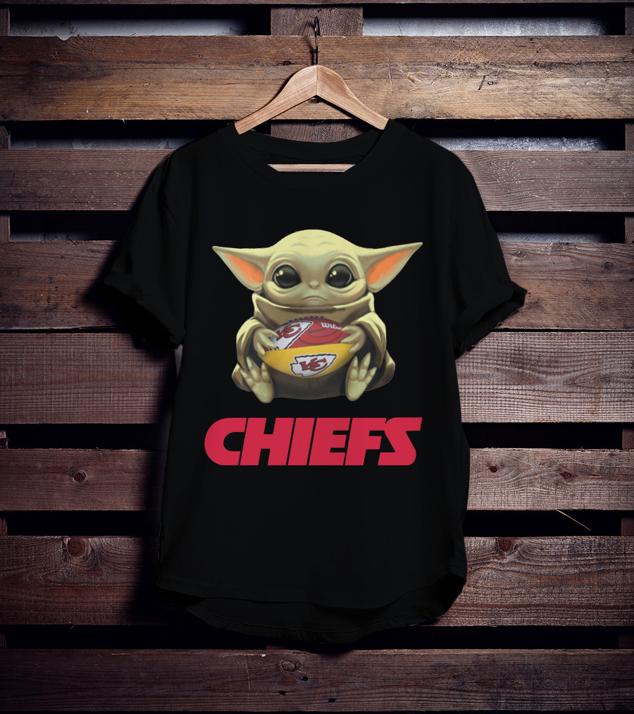 Baby Yoda Kansas City Chiefs Football T-Shirt