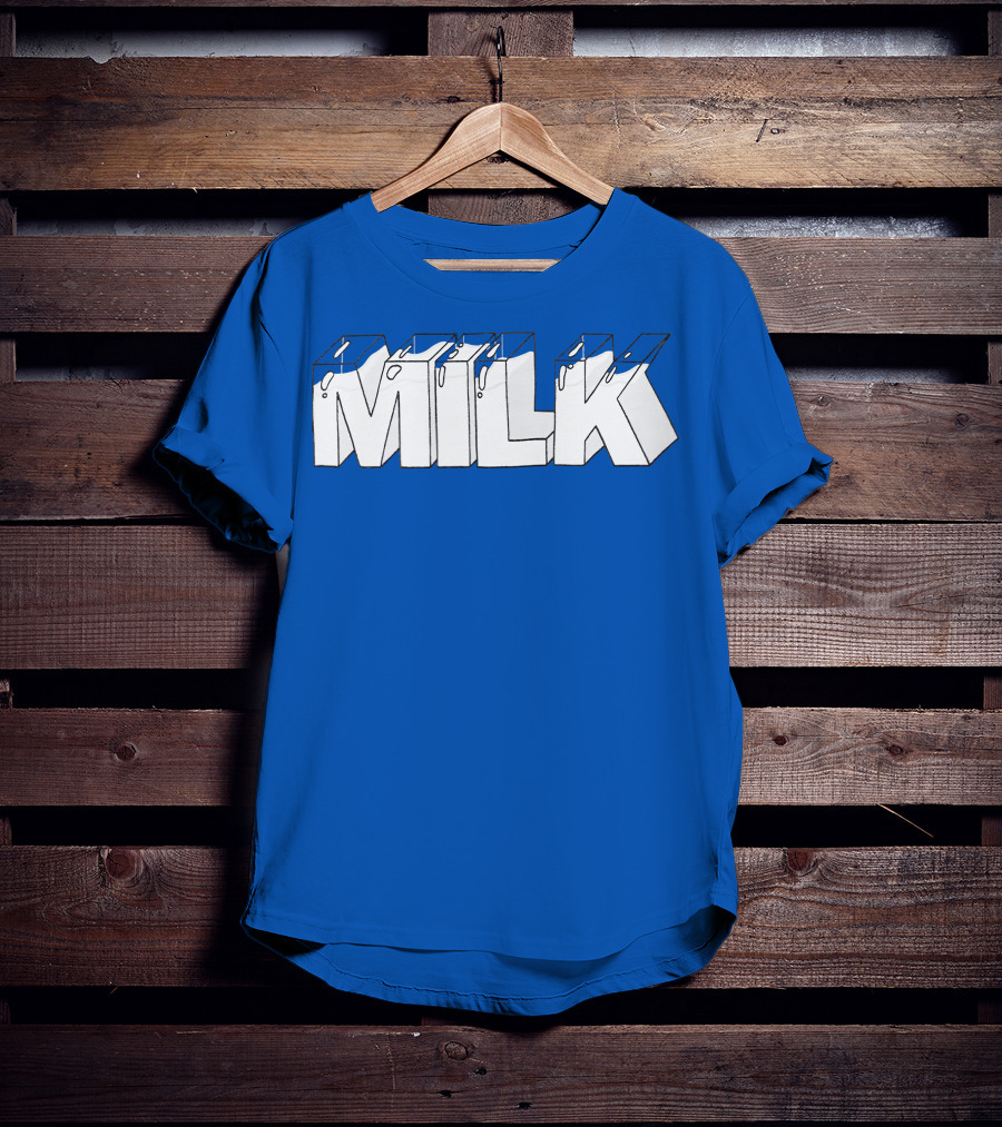 Ted Nivison Milk Merch Bold Blue Text T-Shirt