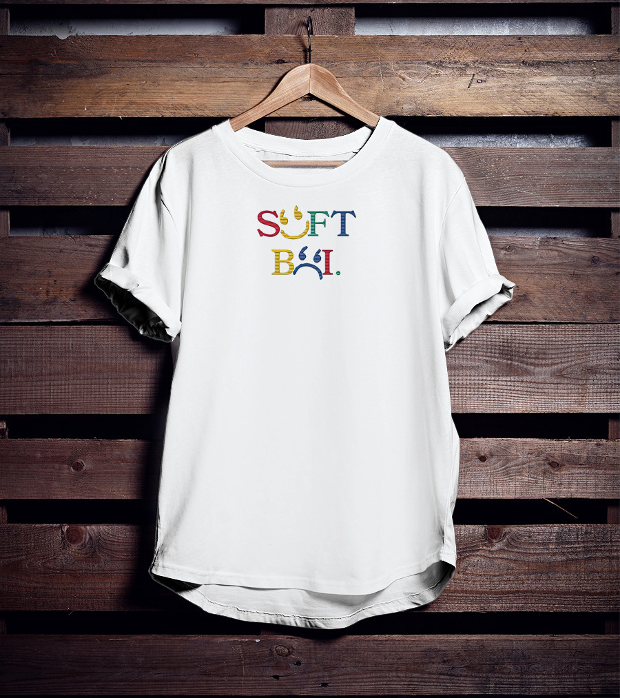 SOFT BOI Colorful Smiley Font T-Shirt