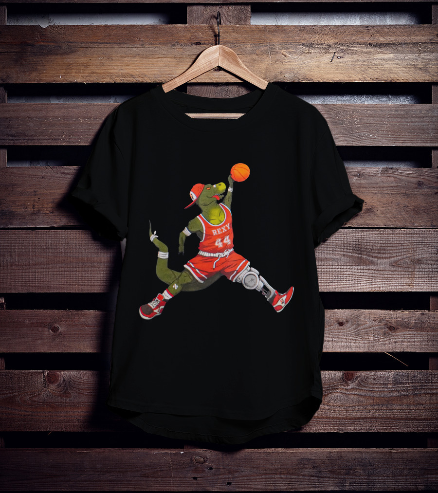 Rexy Basketball Slam Dunking Dinosaur Sports Jersey 44 How Ridiculous Merch T-Shirt