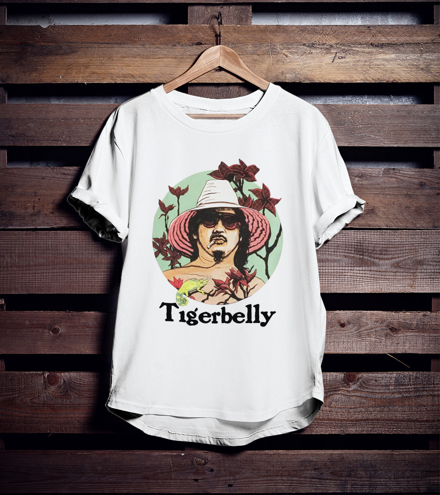 Tigerbelly Tropical Hat Person Surrounded By Flowers And Lizard T-Shirt
