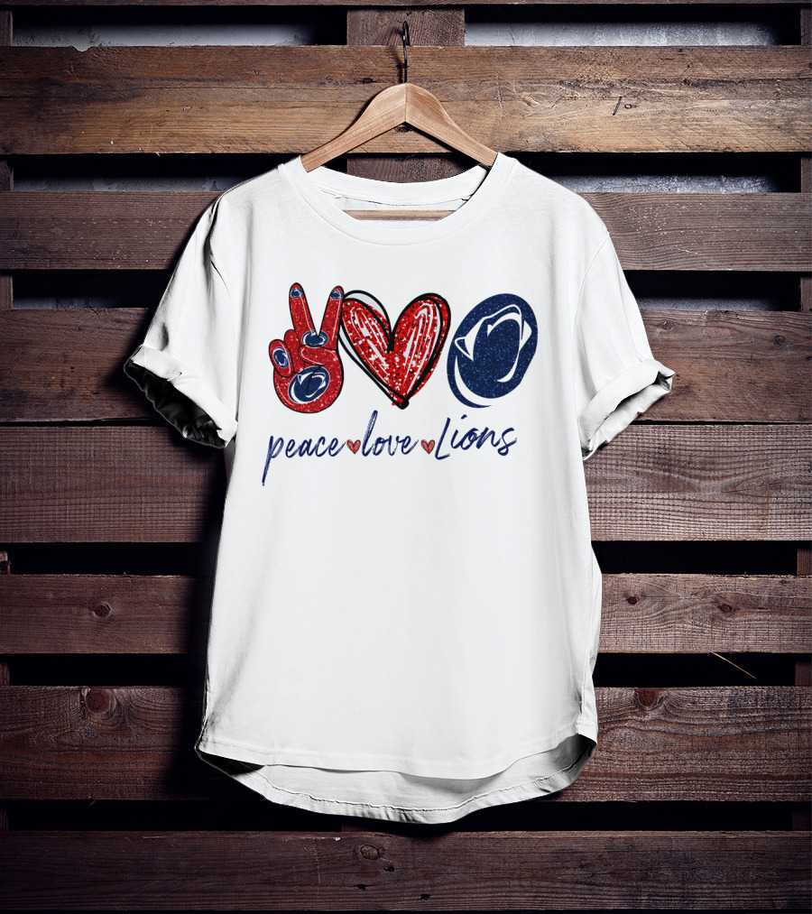 Peace Love Lions Penn State Blue And White T-Shirt