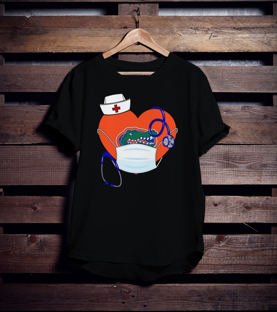 Heart Gators Nurse Healthcare Stethoscope Mask T-Shirt