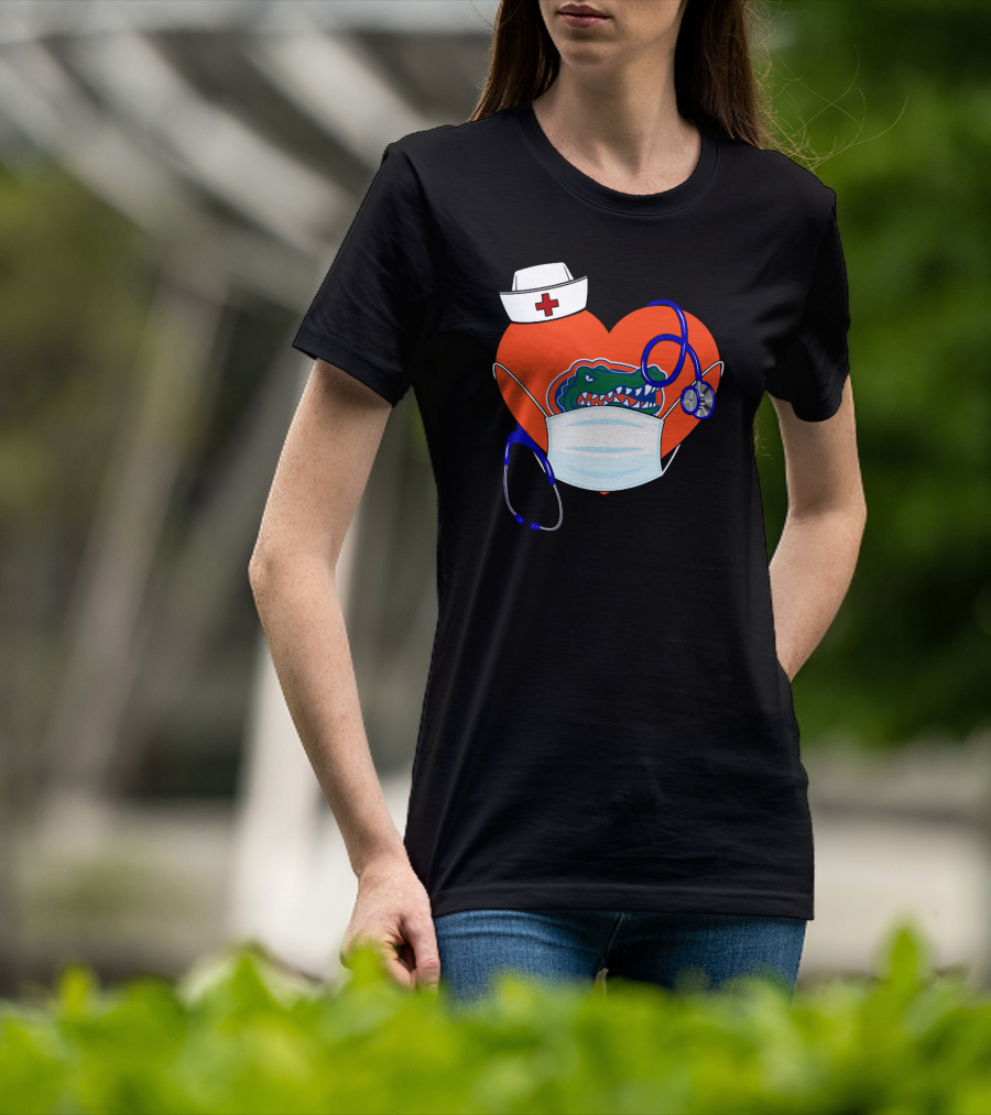 Heart Gators Nurse Healthcare Stethoscope Mask T-Shirt