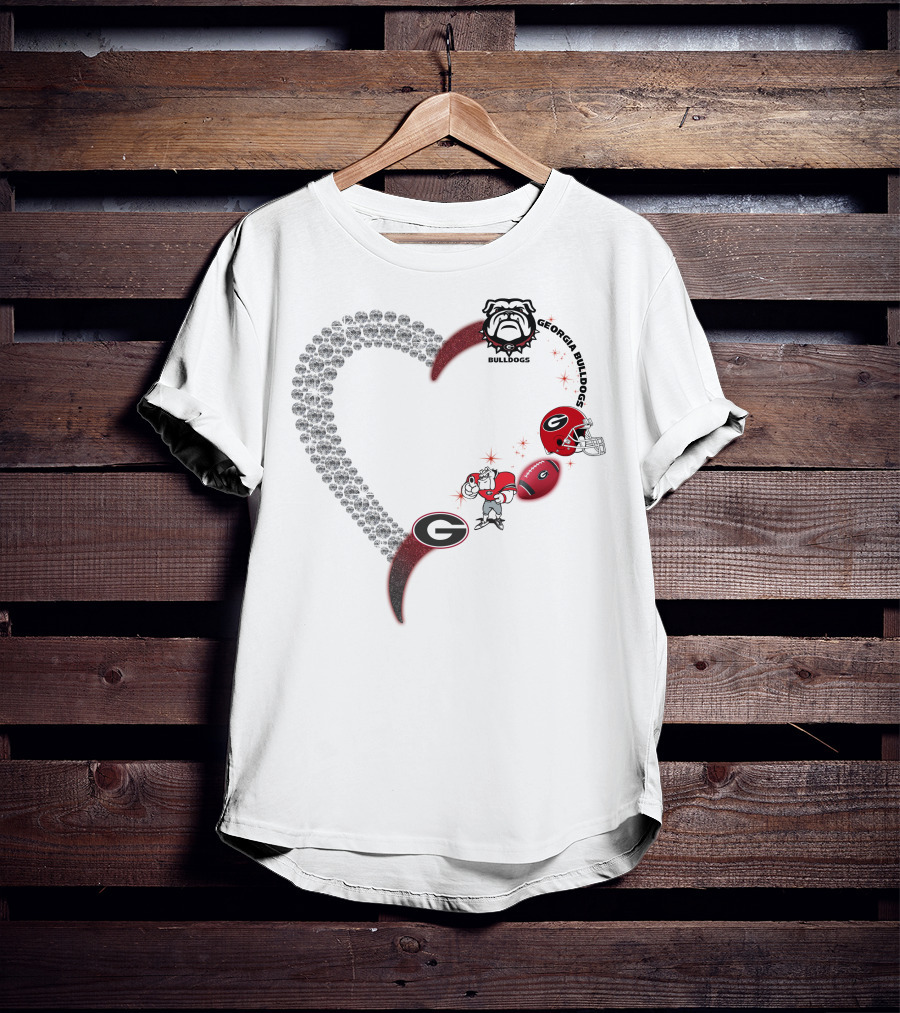 Georgia Bulldogs Heart Logo Football 1808 T-Shirt