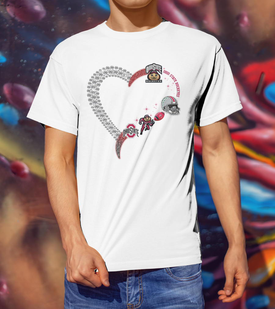 Ohio State Buckeyes Heart Brutus 1908 Football Helmet T-Shirt