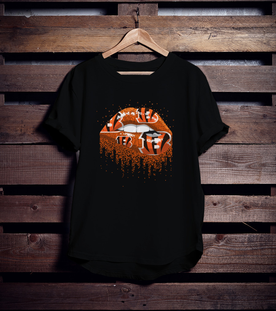 Cincinnati Bengals Tiger Stripe Lips Pattern Fan Merchandise T-Shirt