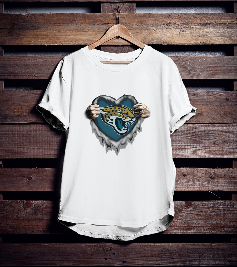 Jacksonville Jaguars Ripped Heart T-Shirt