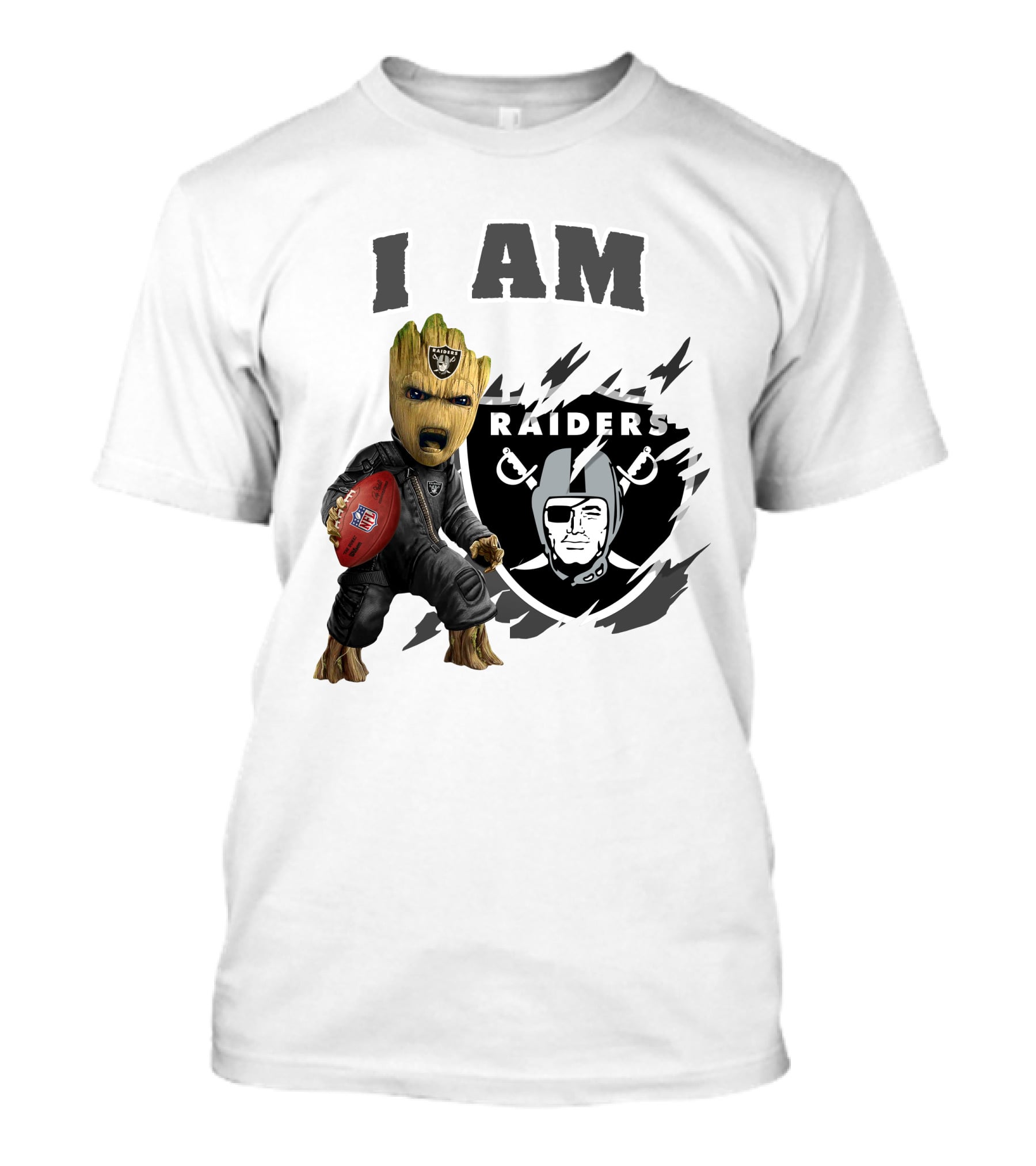 I Am Groot Raiders Football Character With Las Vegas Raiders T-Shirt