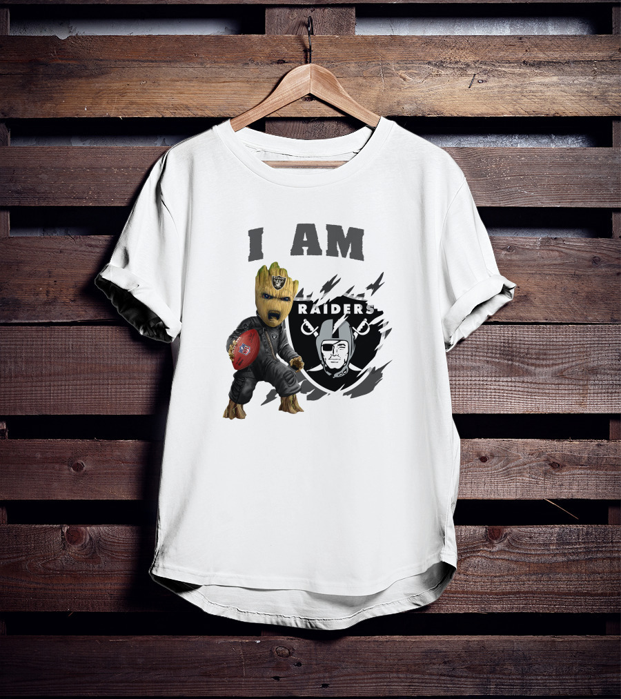 I Am Groot Raiders Football Character With Las Vegas Raiders T-Shirt