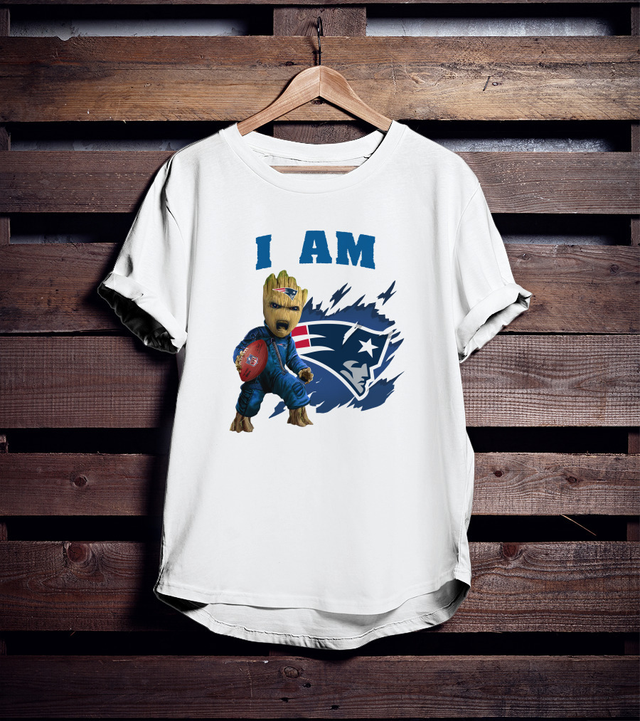 I Am Groot New England Patriots Football Character With Team T-Shirt