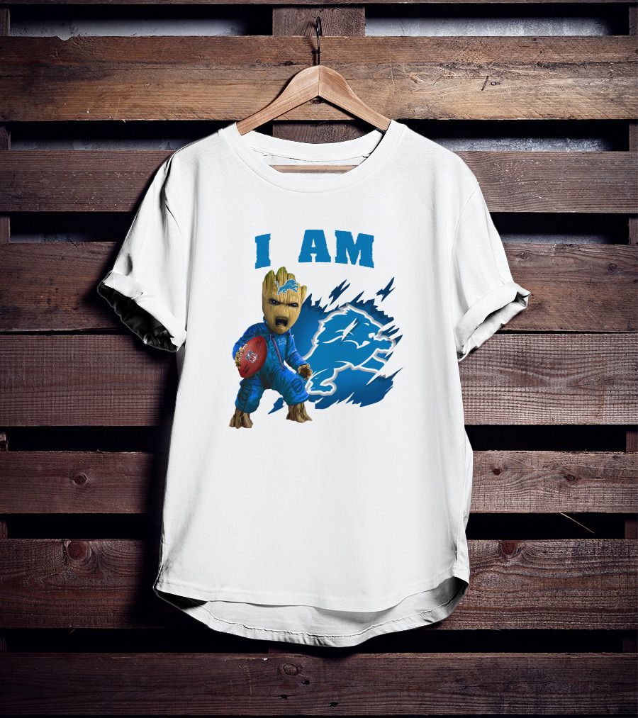 I Am Groot Detroit Lions Football Fan Mashup T-Shirt