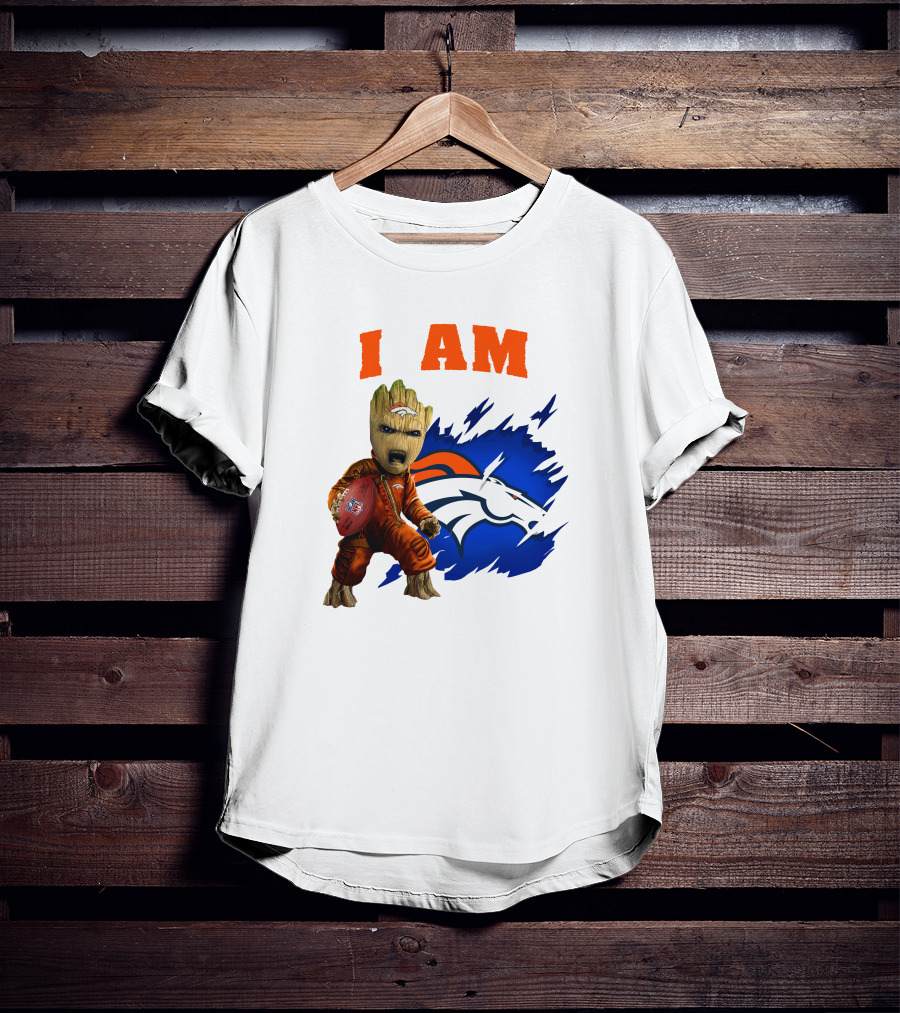 I Am Groot Denver Broncos Football Fan Character T-Shirt