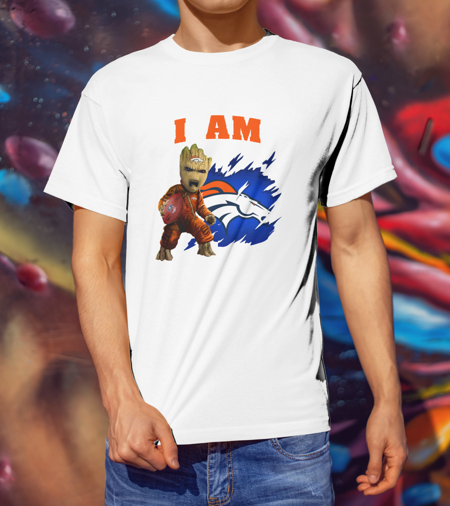 I Am Groot Denver Broncos Football Fan Character T-Shirt