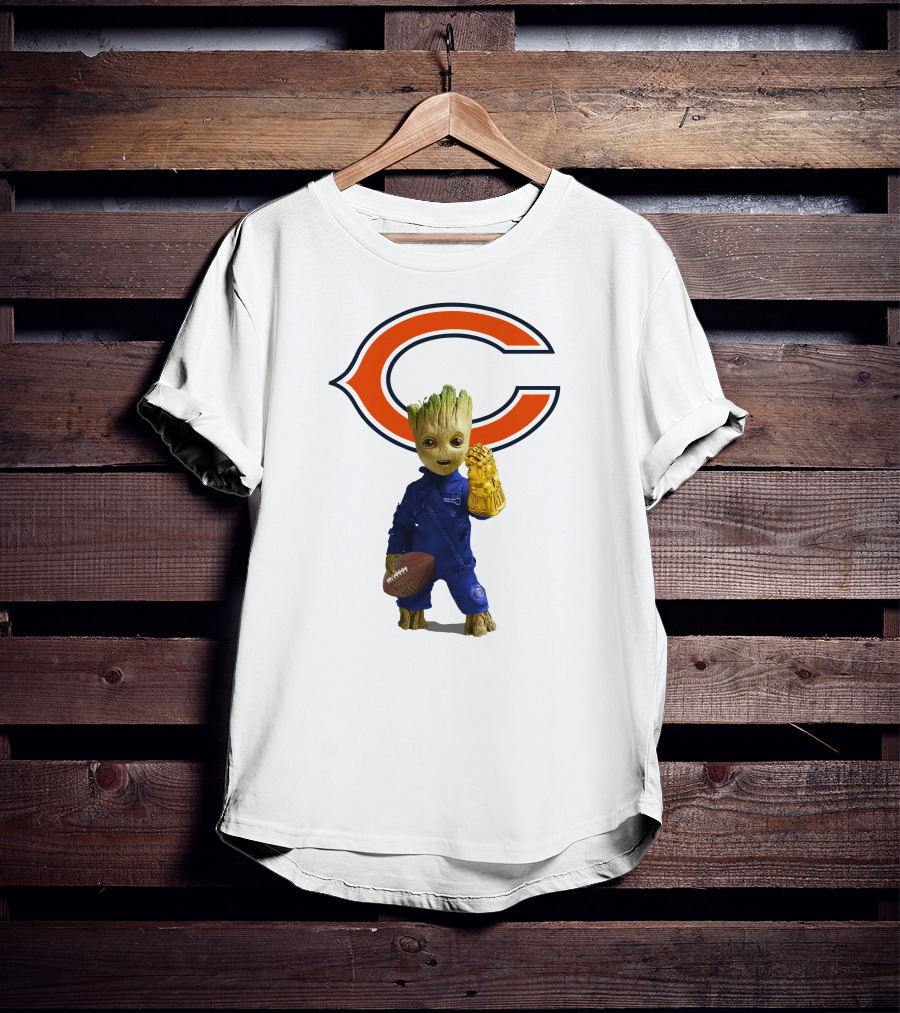 Chicago Bears Groot Football Infinity Gauntlet T-Shirt
