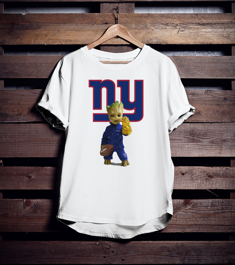 NY Giants Groot Football Infinity Gauntlet T-Shirt