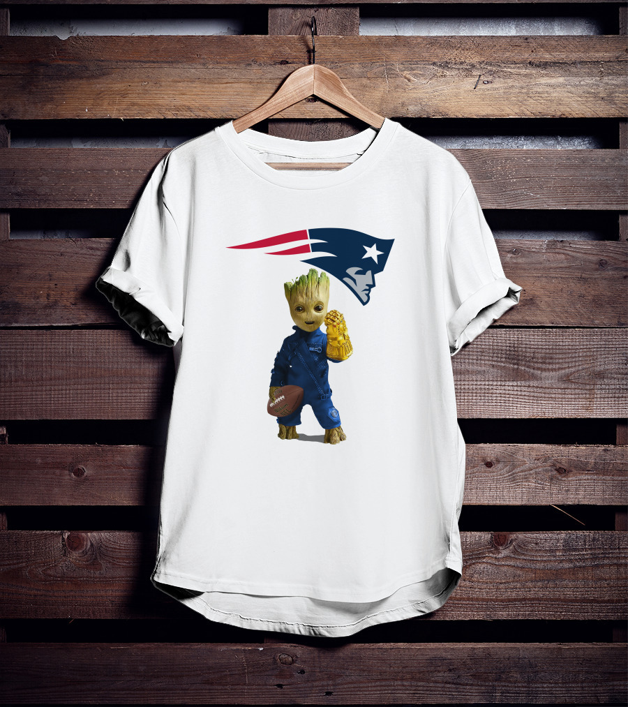 New England Patriots Groot Football Infinity Gauntlet T-Shirt