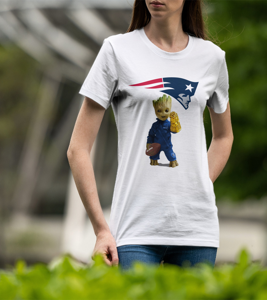 New England Patriots Groot Football Infinity Gauntlet T-Shirt
