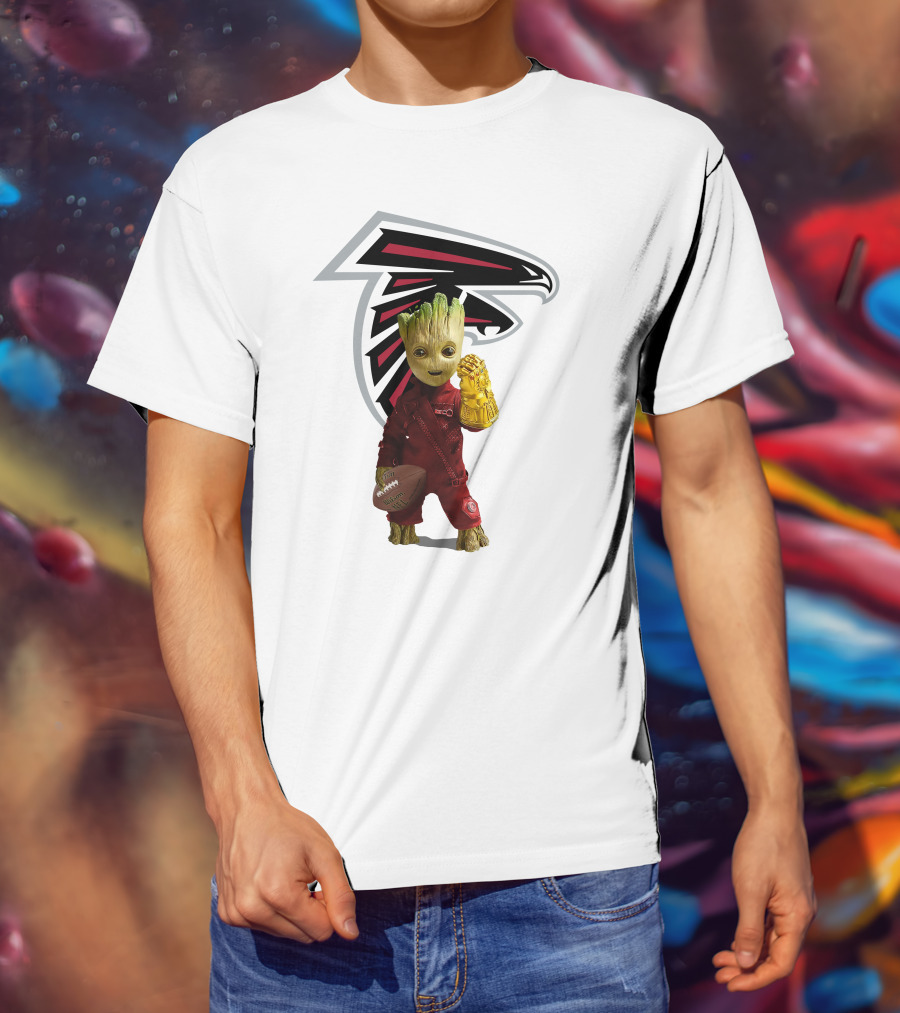Atlanta Falcons Groot Holding Football And Glove T-Shirt